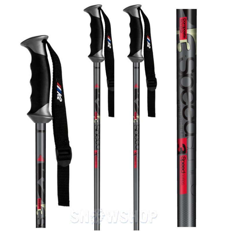 K2 3 SPEED Ski Poles - Charcoal