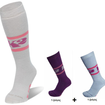 K2 THE JUVY SKI SOCKS Violet/Gray KID'S (2 PAIRS)