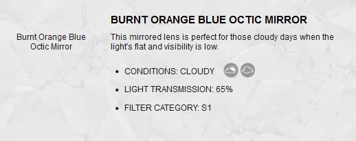 K2 BURNT ORANGE BLUE OCTIC MIRROR LENS