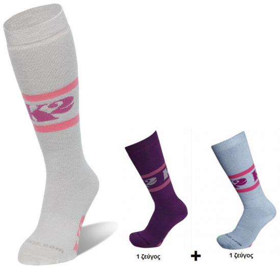 K2 THE JUVY SKI SOCKS Violet/Gray ΠΑΙΔΙΚΕΣ (2 ΖΕΥΓΗ)