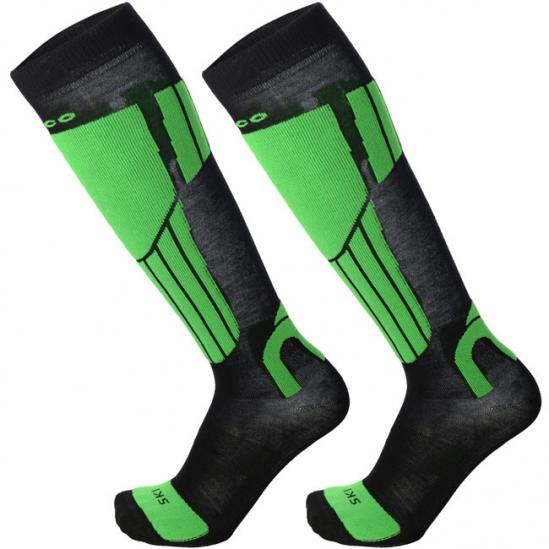 MICO 112 Natural Merino Κάλτσες ski - Black/Green fluo