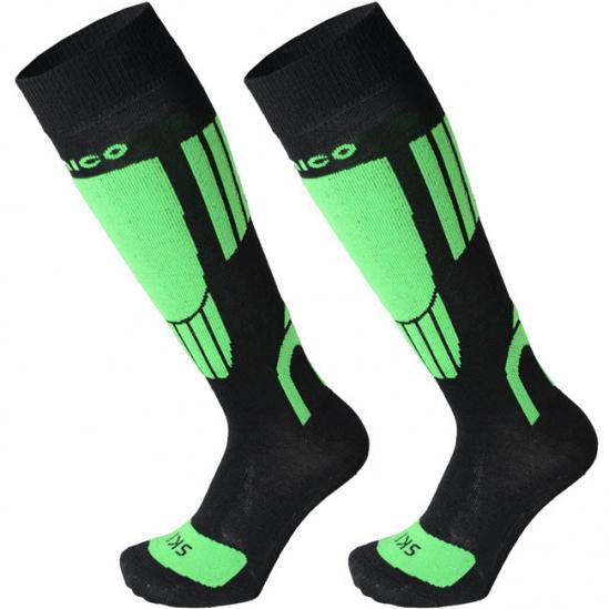 MICO 2608 Light weight - Παιδικές κάλτσες Ski merino wool - Black Green fluo