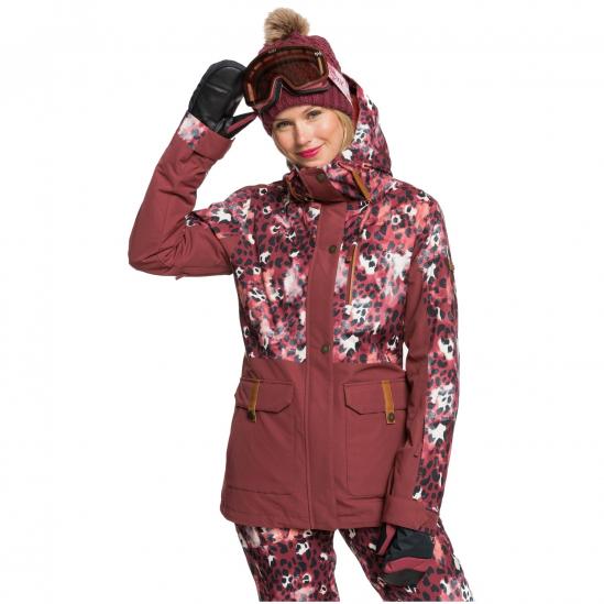ROXY Andie - Γυναικείο Snow Jacket parka - Oxblood Red Leopold