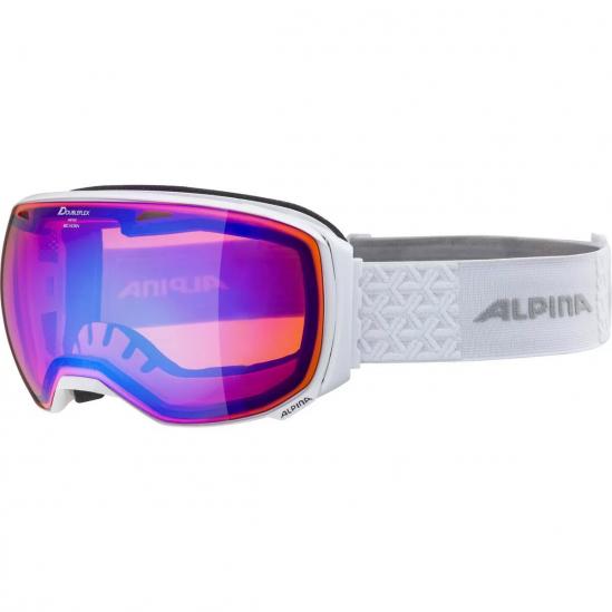 ALPINA BIG HORN Q-LITE - Μάσκα Ski/Snowboard- white gloss/blue spherical mirror