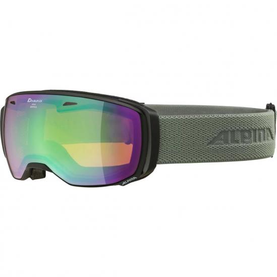 ALPINA ESTETICA Q-Lite Mirror - Μάσκα Ski/Snowboard - Black moongrey matt/green spherical