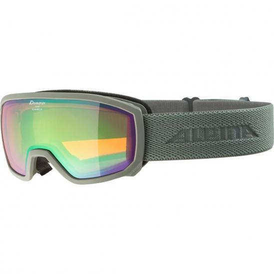 ALPINA SCARABEO Junior Q-Lite Mirror - Παιδική Μάσκα Ski/Snowboard - Moon grey matt/Green spherical