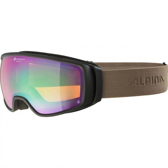 ALPINA Double Jack Planet Q-Lite mirror - Μάσκα Ski/Snowboard - Black sand matt/Green spherical