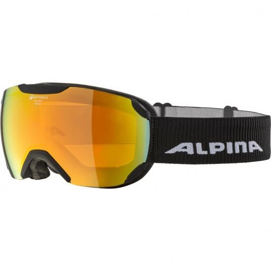 ALPINA PHEOS S Quattroflex Hybrid Mirror - Μάσκα Ski/Snowboard - Black matt/Red spherical