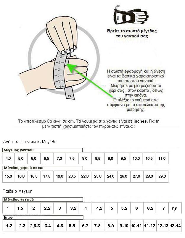 ZIENER gloves size chart