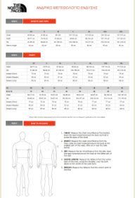 THE NORTH FACE MEN SIZE CHART SMALL